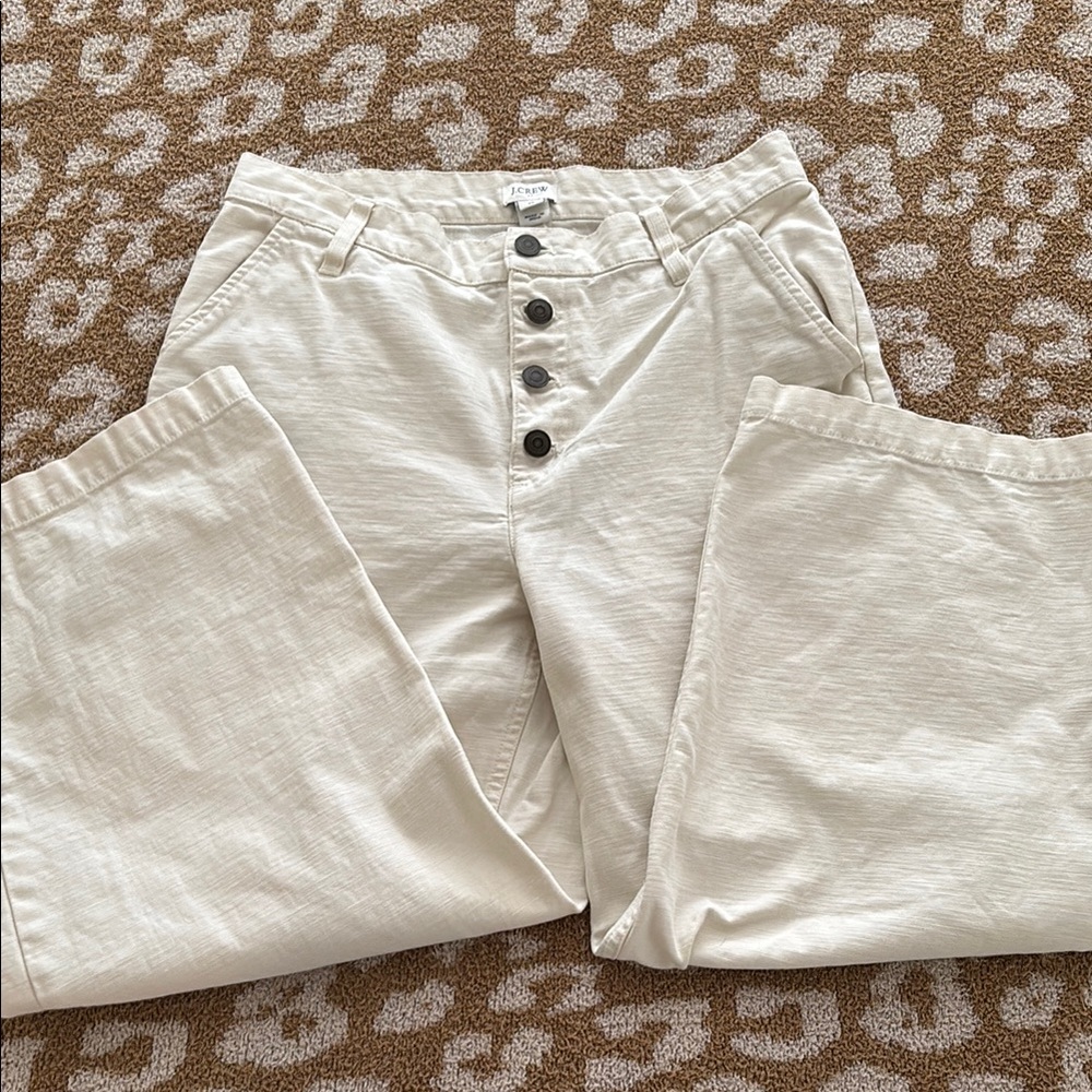 J. Crew Off-White Button-Fly Trousers